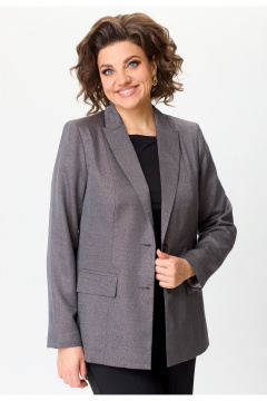 Комплект из жакета и классических брюк из текстиля БелЭльСтиль 412-3_03_22+596-2_79_22 серо-коричневый - фото 3