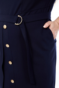 Платье прямое из костюмной ткани с рельефами и поясом Jurimex 3262 синий - фото 5