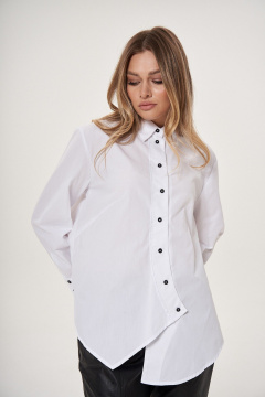 Базовая хлопковая рубашка с асимметричной длиной GRATTO 4253 белый - фото 5