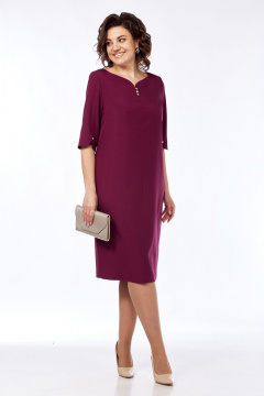 Платье нарядное из плательной ткани с пуговицами и разрезом Jurimex 3218 винный - фото 3