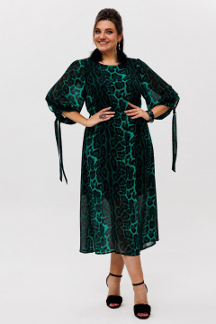 Платье из шифоновых тканей с разрезами и завязками на рукавах Anelli 1463 нефритовая_львица - фото 3