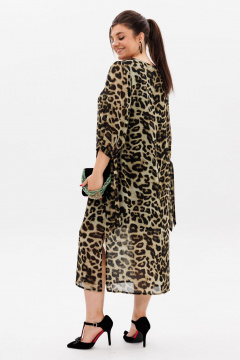 Платье из шифона с принтом и разрезами для особых случаев Anelli 1463 кедровый_леопард - фото 4