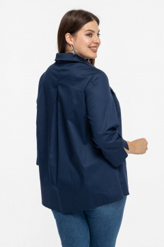 Синяя хлопковая рубашка прямого кроя на пуговицах Avila 0991 темно-синий - фото 5