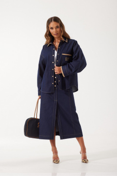 Блуза из джинса с вышивкой и контрастной отделкой Vesnaletto 4089 - фото 1