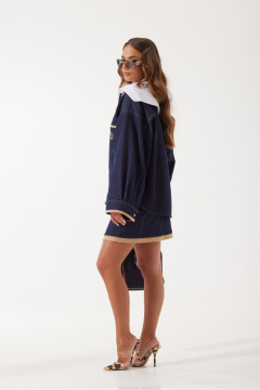 Блуза из джинса с вышивкой и контрастной отделкой Vesnaletto 4089 - фото 3