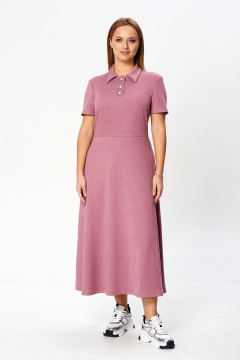 Трикотажное приталенное платье с нагрудными вытачками Liona Style 929 розовый - фото 5