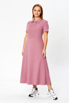 Трикотажное приталенное платье с нагрудными вытачками Liona Style 929 розовый - фото 4