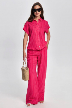 Летние полосатые брюки с завышенной талией и карманами Femme & Devur 90070 1.54F(170) - фото 2