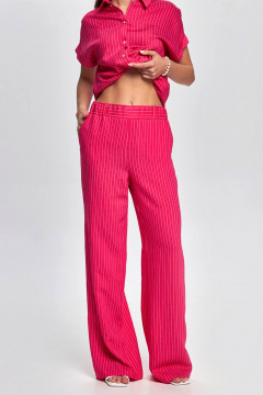 Летние полосатые брюки с завышенной талией и карманами Femme & Devur 90070 1.54F(170) - фото 1