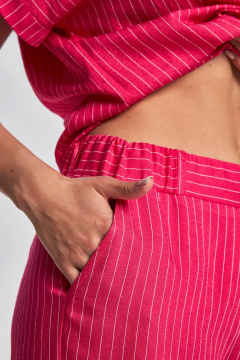 Летние полосатые брюки с завышенной талией и боковыми карманами Femme & Devur 90070 1.54F(164) - фото 3