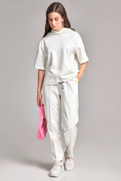 Белые брюки в стиле спорт-шик с заужением и карманами Femme & Devur 90047 1.2F(170) - фото 2