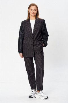 Костюм 2-ка из текстиля и эко-кожи с зауженными брюками Liona Style 925 - фото 1