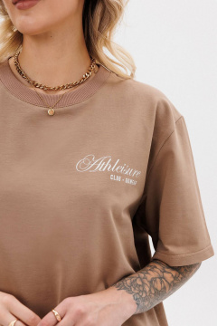 Бежевая оверсайз футболка с контрастной печатью GO F1001a/04-03. 164-170 - фото 2