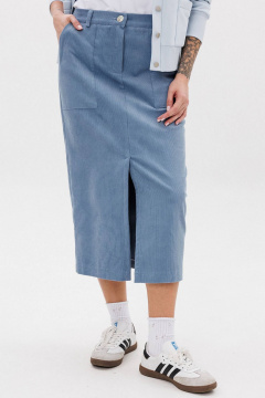 Юбка миди из вельвета с разрезом и карманами GO F2107/29-1413. 170-176 - фото 1