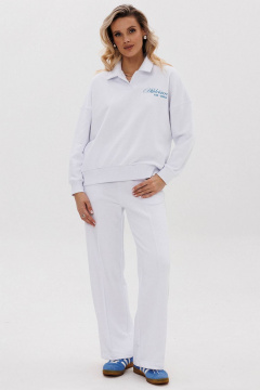 Бежевый костюм из трикотажа с воротником и стрелками GO F3075a/01-01. 164-170 - фото 5