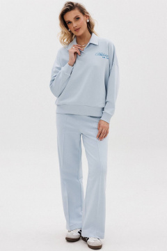 Голубой костюм из трикотажа с воротником и стрелками GO F3075a/29-1413. 164-170 - фото 4