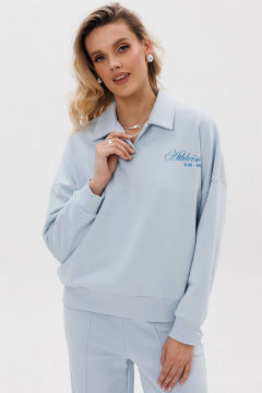 Голубой костюм из трикотажа с воротником и стрелками GO F3075a/29-1413. 164-170 - фото 3