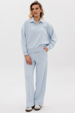 Голубой повседневный костюм с вышивкой и стрелками GO F3075a/29-1413. 170-176 - фото 1