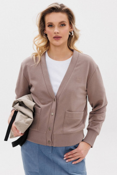 Кардиган на каждый день из трикотажа изящный бежевый GO F4067/04-03. 170-176 - фото 5