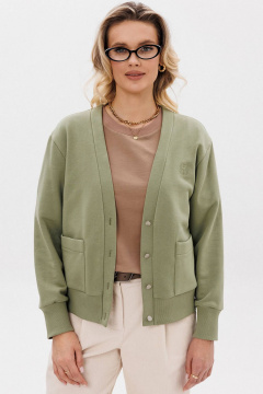 Кардиган на каждый день из трикотажа свежий зеленый GO F4067/26-02. 164-170 - фото 1