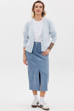 Кардиган на каждый день из трикотажа светло-голубой GO F4067/29-1413. 164-170 - фото 4