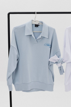 Свитшот свободный с воротником и контрастной печатью GO F4075a/29-1413. 170-176 - фото 3