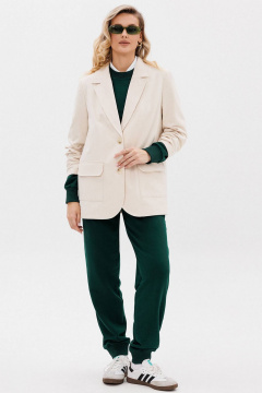 Белый вельветовый жакет прямой фитинг без подкладки GO F4106/02-01. 170-176 - фото 5