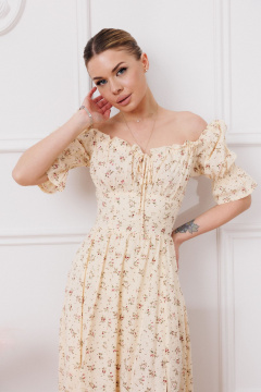 Летнее хлопковое платье с расклешенной юбкой Marshop M110-4К топленое_молоко - фото 5