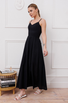 Платье с рюшами и широкой юбкой из фланели Marshop М116-2 черный - фото 3