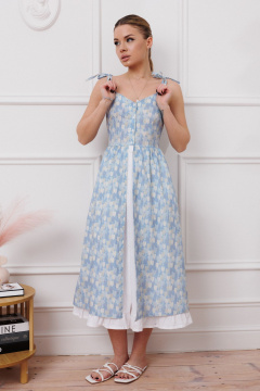 Элегантное летнее платье с бретелями и сборками Marshop М148 синий - фото 5