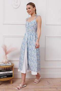 Элегантное летнее платье с бретелями и сборками Marshop М148 синий - фото 4