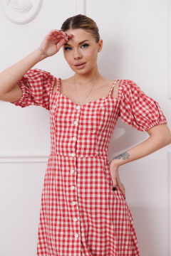 Летнее платье с оборкой и объемной юбкой Marshop М153 красный - фото 5