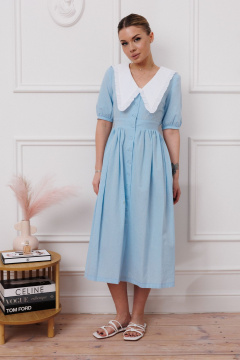 Платье с нагрудными вытачками и эффектом мятости Marshop М174 голубой - фото 5