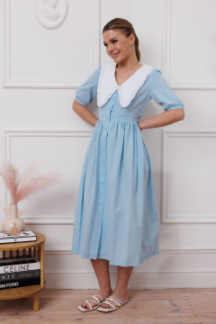Платье с нагрудными вытачками и эффектом мятости Marshop М174 голубой - фото 1
