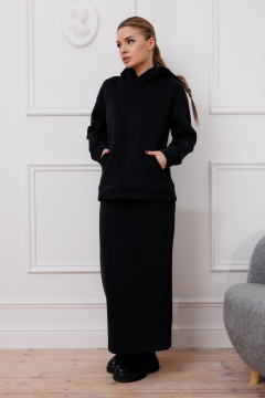 Свитшот и юбка трикотажный спортивный костюм Marshop М177 черный - фото 2