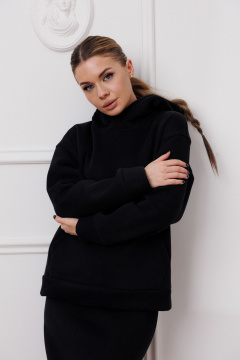 Свитшот и юбка трикотажный спортивный костюм Marshop М177 черный - фото 5