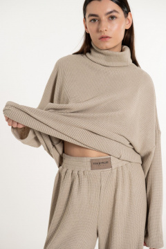 Брюки и джемпер оверсайз демисезонный костюм Skipper Design 742 бежевый - фото 2