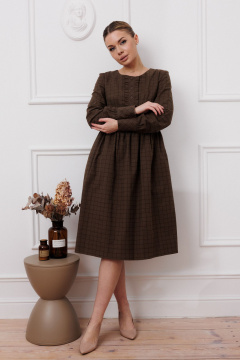 Платье приталенного силуэта из хлопка с карманами Marshop M134 темный_хаки - фото 4