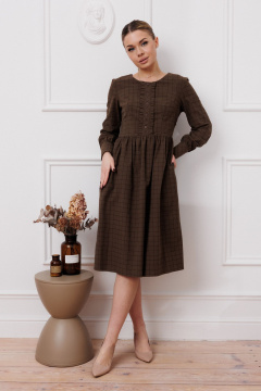 Платье приталенного силуэта из хлопка с карманами Marshop M134 темный_хаки - фото 1