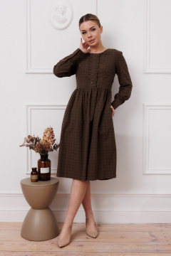 Платье приталенного силуэта из хлопка с карманами Marshop M134 темный_хаки - фото 3