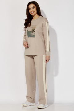 Трехпредметный комплект: свитшот, брюки и жилет в спортивном стиле TAiER 1335 латте - фото 4