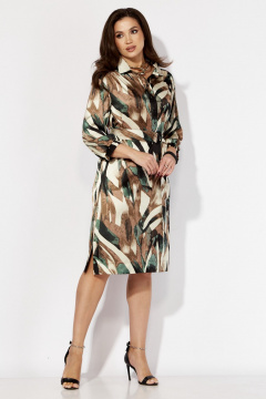 Демисезонное платье с рукавом 7/8 и съемным поясом TAiER 1302 мультиколор - фото 3