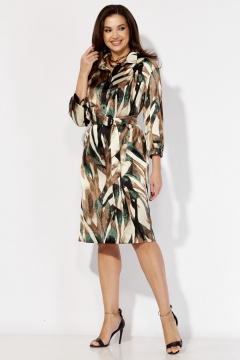 Демисезонное платье с рукавом 7/8 и съемным поясом TAiER 1302 мультиколор - фото 1