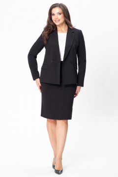 Классический костюм-двойка жакет и юбка в деловом стиле IVARI 10709 черный - фото 4