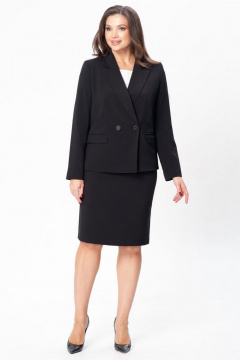 Классический костюм-двойка жакет и юбка в деловом стиле IVARI 10709 черный - фото 2