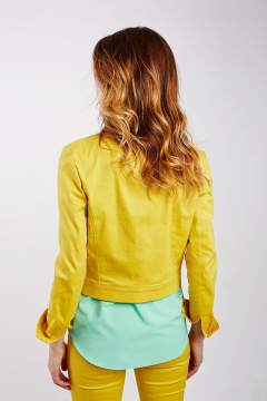 Джинсовый жакет демисезонный желтый из хлопка Legend Style G-005 горчичиный - фото 2