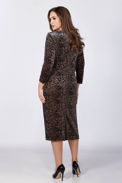 Бархатное платье с принтом и декоративными складками Mira Fashion 5514 - фото 4