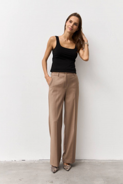 Бежевые брюки из текстиля для делового образа Luitui R2075 бежевый - фото 1