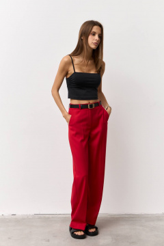 Красные брюки из текстиля для делового стиля Luitui R2075 красный - фото 4
