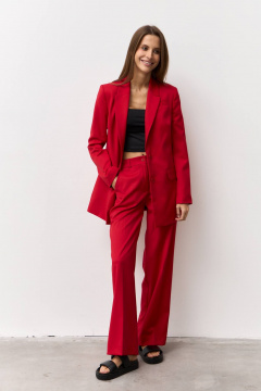 Красные брюки из текстиля для делового стиля Luitui R2075 красный - фото 3